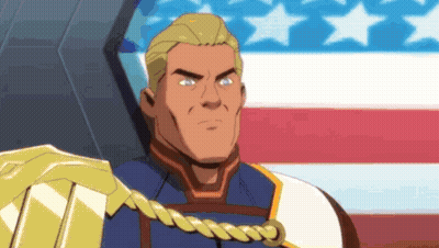 Man In Superhero Costume In Front Of American Flag GIF