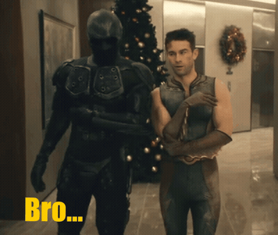 Man In Superhero Costume Next To Bro GIF