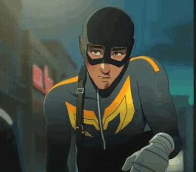 Man In Superhero Costume Wearing Mask GIF