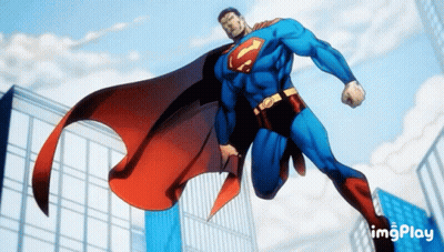 Man In Superman Costume Close Up GIF