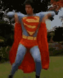Man In Superman Costume Funny Dance