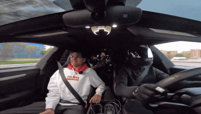 Man In Supreme Hoodie Sitting In Car GIF