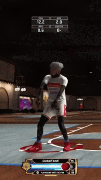 Man In Supreme Shirt Playing Basketball Video Game GIF