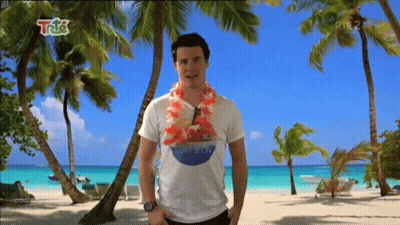 Man In Surf Shirt On Beach GIF