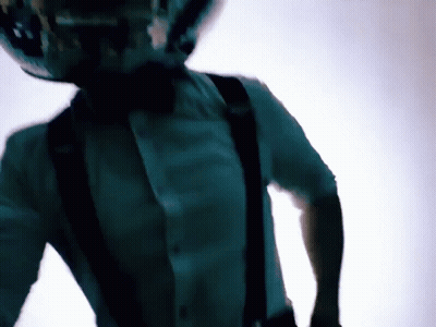 Man In Suspenders With Disco Ball On Head GIF