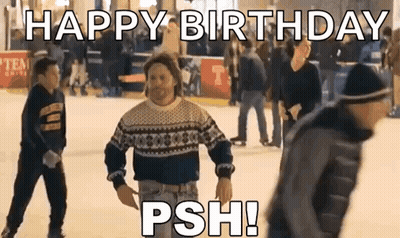 Man In Sweater Ice Skating Saying Happy Birthday Psh GIF