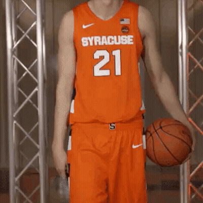 Man In Syracuse Jersey Holding Basketball GIF
