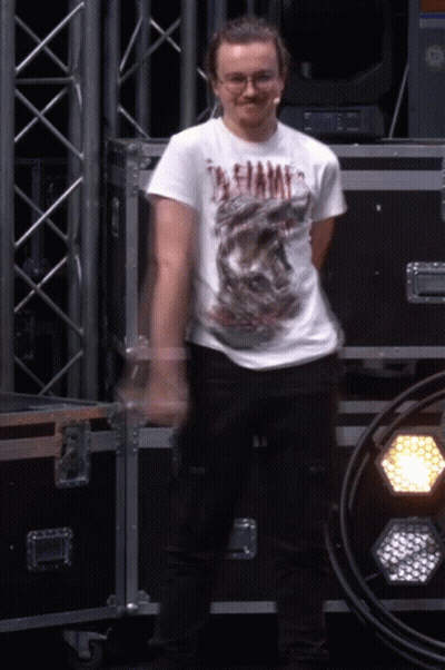 Man In T-Shirt Saying Fame GIF