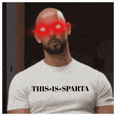 Man In T-Shirt Saying This Is Sparta GIF
