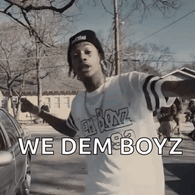 Man In T-Shirt Saying We Dem Boyz GIF