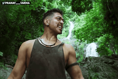 Man In Tank Top At Waterfall Pranay Varma GIF