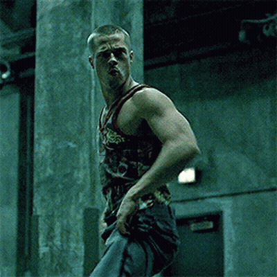 Man In Tank Top Saying I'm A Fighter GIF