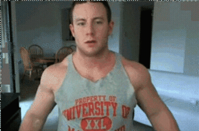 Man In Tank Top Saying Property Of University XXL GIF