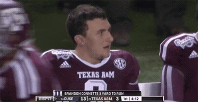 Man In Texas A&M Jersey Sitting In Locker Room GIF