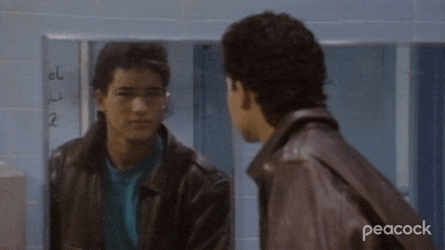 Man In The Mirror AC Slater Smiling GIF