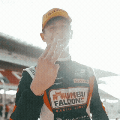 Man In Thumb Falcons Shirt GIF