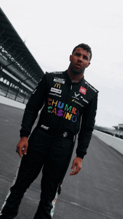 Man In Thumbs Casino Uniform On Track GIF
