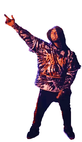 Man In Tie Dye Hoodie Pointing Up Sticker