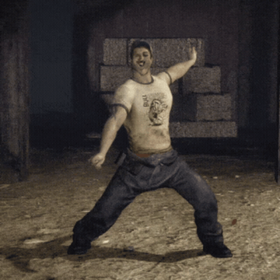 Man In Tiger Shirt Arms Outstretched GIF