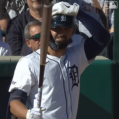 Man In Tigers Jersey Holding Baseball Bat GIF