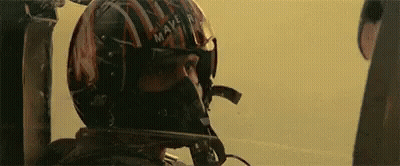 Man In Top Gun Hat Saluting Close Up GIF