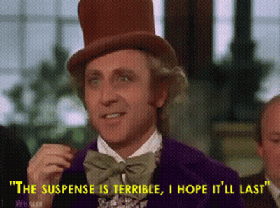 Man In Top Hat And Bow Tie Saying The Suspense Is Terrible I Hope It Ll Last GIF