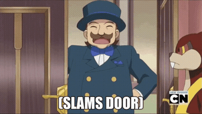Man In Top Hat And Bow Tie Says Slams Door GIF