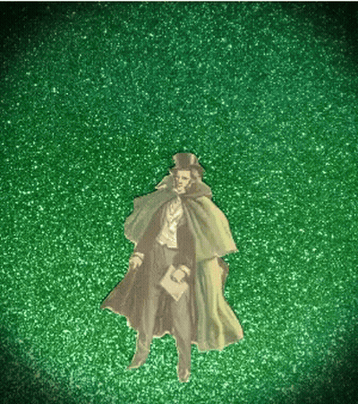 Man In Top Hat And Cape On Green GIF