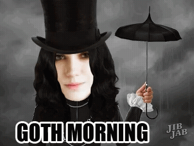 Man In Top Hat Holding Umbrella Goth Morning GIF