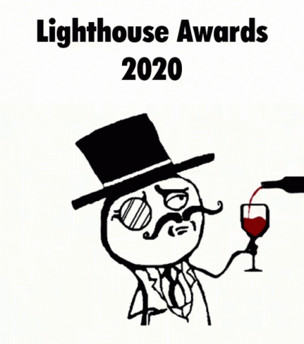 Man In Top Hat Holding Wine Lighthouse Awards 2020 GIF