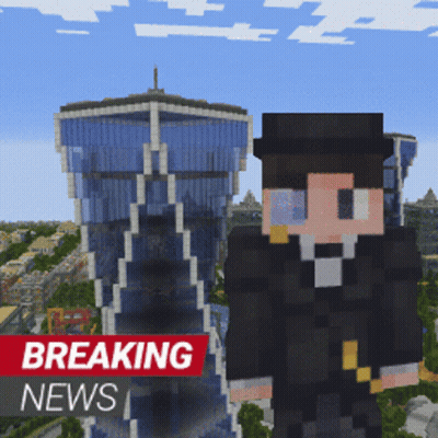 Man In Top Hat In Front Of Breaking News Banner GIF