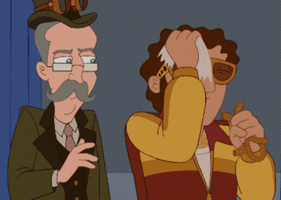 Man In Top Hat Next To Man With Glasses GIF
