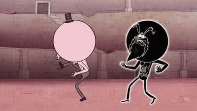 Man In Top Hat Next To Skeleton Character GIF