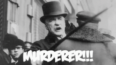 Man In Top Hat With Murder Word GIF