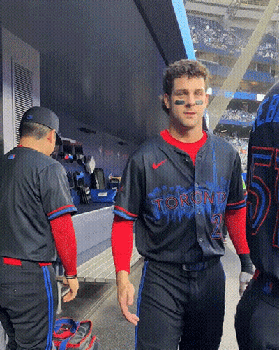 Man In Toronto Jersey Walking To Dugout GIF