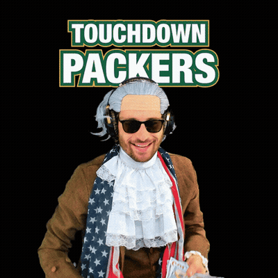 Man In Touchdown Packers Costume GIF