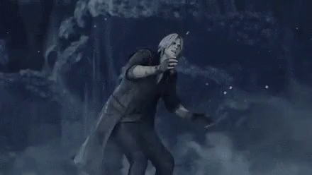Man In Trench Coat Holding Gun In Dark Room GIF