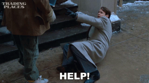 Man In Trench Coat Kneeling And Asking For Help GIF