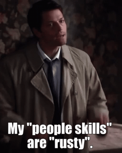 Man In Trench Coat Saying My People Skills Are Rusty GIF