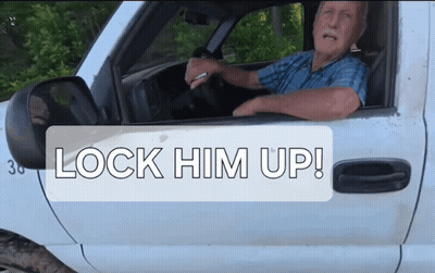 Man In Truck Saying Lock Him Up GIF