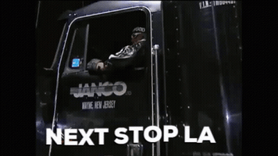 Man In Truck Saying Next Stop LA GIF