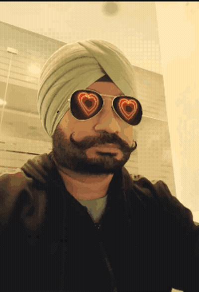 Man In Turban And Heart Shaped Sunglasses GIF