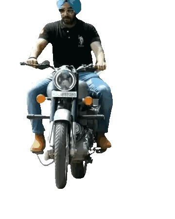 Man In Turban And Sunglasses Riding Motorcycle Sticker