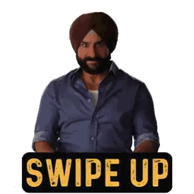 Man In Turban Holding Swipe Up Sign Sticker