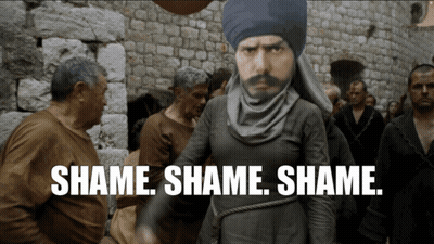 Man In Turban In Crowd Shame Shame Shame GIF