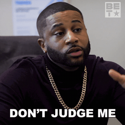 Man In Turtleneck And Chain Says Don't Judge Me GIF