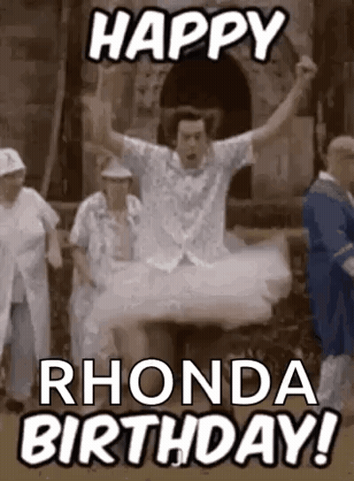 Man In Tutu Jumping And Saying Happy Rhonda Birthday GIF