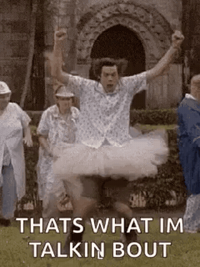 Man In Tutu Jumping While People Watch GIF
