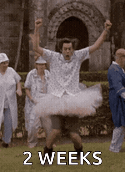 Man In Tutu Jumping With 2 Weeks Behind Him GIF