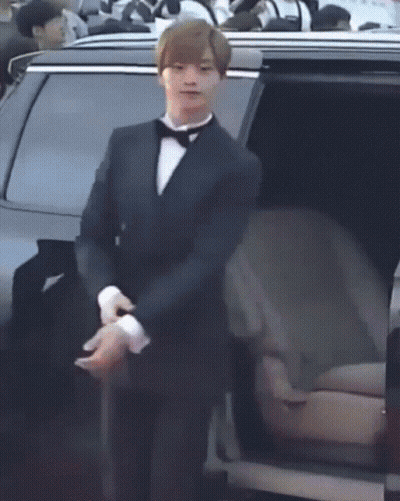 Man In Tuxedo And Bow Tie Getting Out Of Car GIF